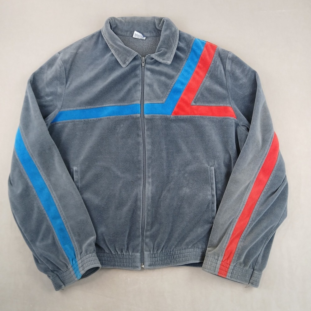 VTG Tail USA XL Mens Track‎ Jacket Velour 24x23 Hipster Retro Velour 70s Cropped